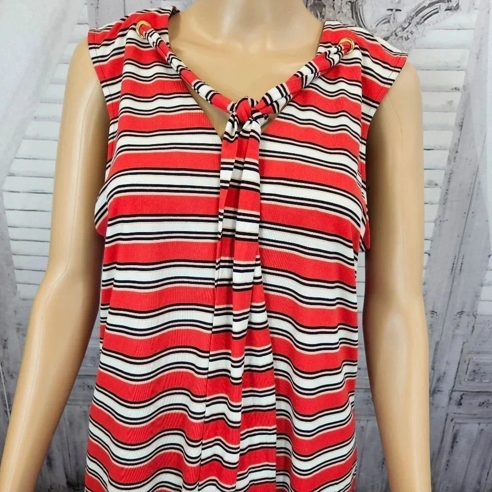 The Limited Size Large Orange and White Stripe Sleeveless Tank Shirt - Picture 5 of 9